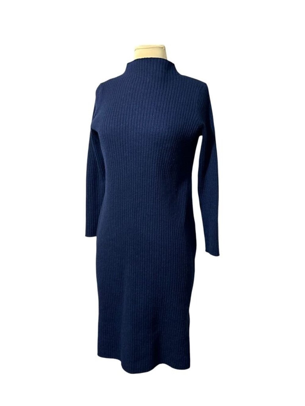 Madewell Wool Blend Turtleneck Sweater Dress M Navy Blue EUC Knit Cozy Classic